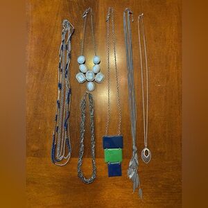 Blue and Silver Necklace Set Jewelry Lot